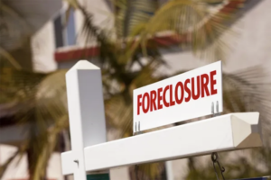 Foreclosure sign on a home