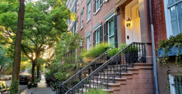 New York homes in the evening
